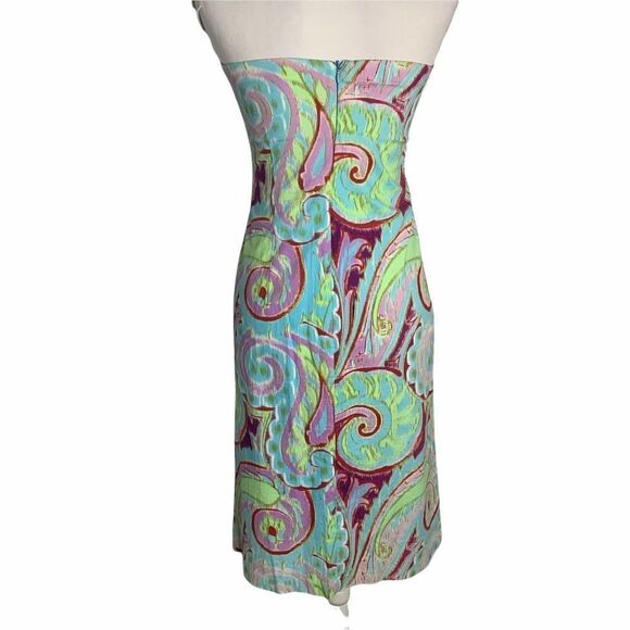 Ruth Strapless Embellished Midi Dress 8 Blue Paisley Stretch A Line - Picture 4 of 6